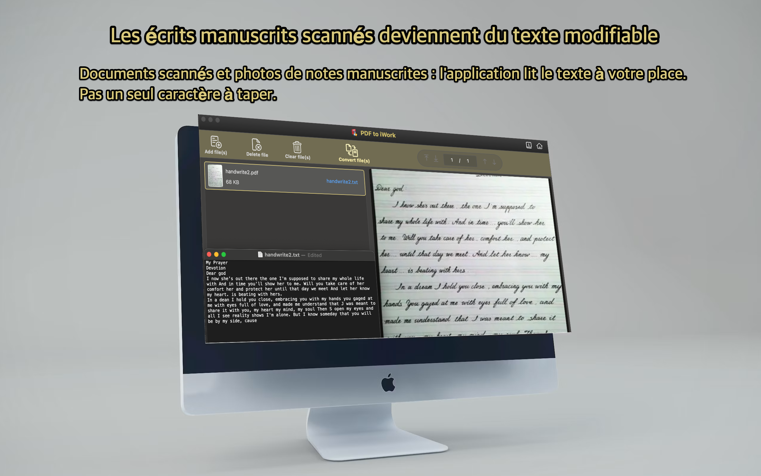 Notes manuscrites reconnues par l'OCR et transformées en texte modifiable sur Mac