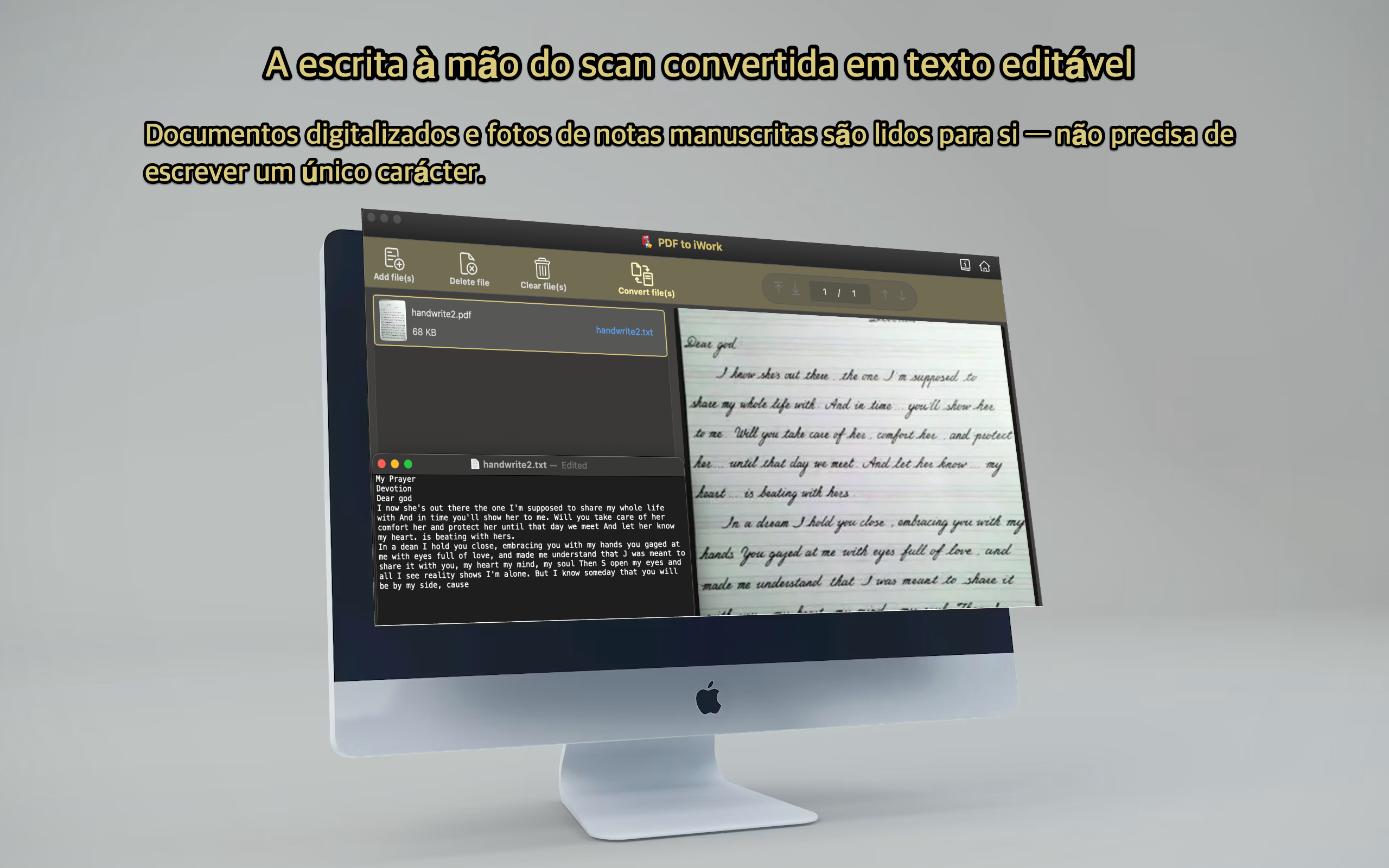 Notas manuscritas reconhecidas por OCR e transformadas em texto editável num Mac