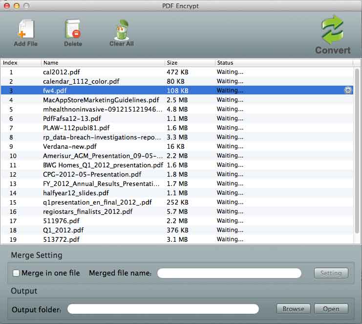 Step 1: add PDF files to the queue in PDF Encrypt for Mac Expert