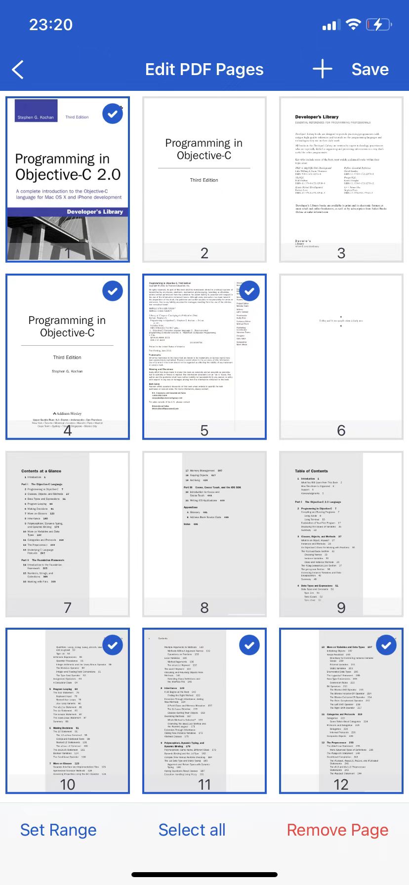 Step 2: select the pages to extract or delete in PDF Factory for iOS