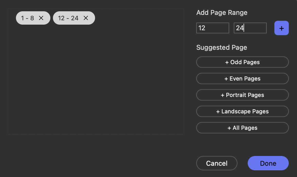 Step 3: select a page range for batch cropping in PDF Crop for Mac Expert
