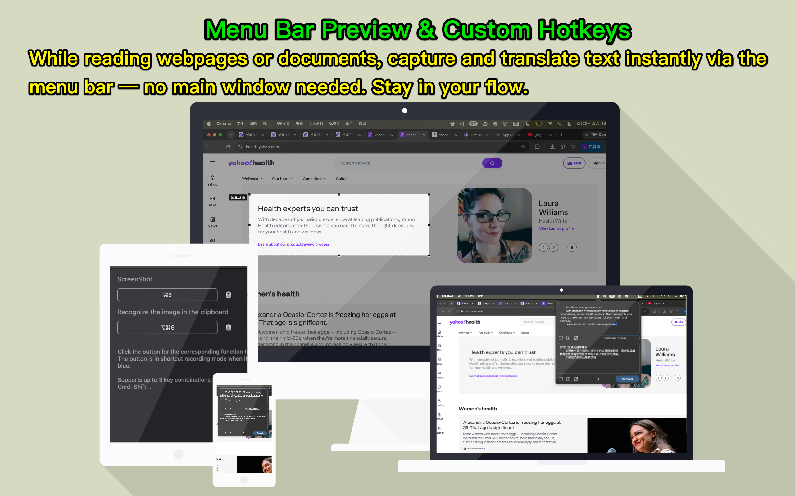Menu Bar Instant Preview and Custom Hotkeys